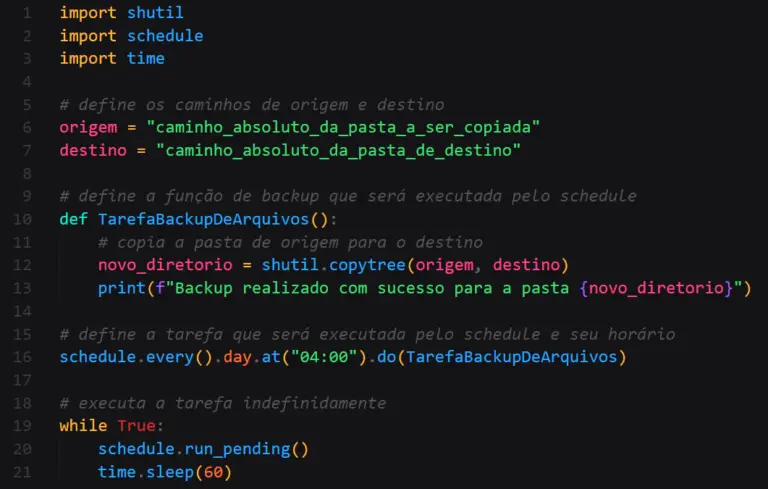 Agendamento de tarefas python