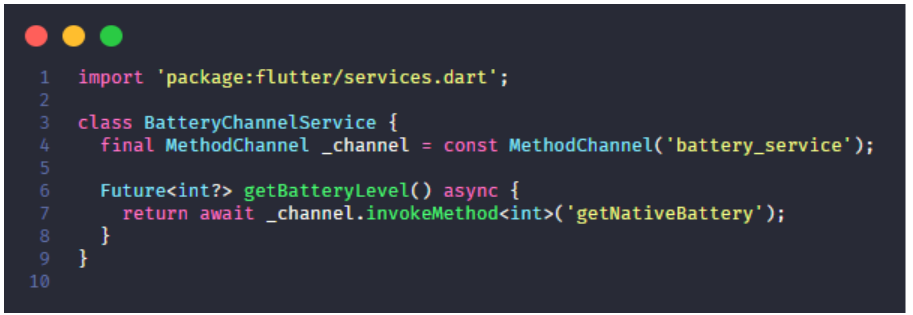 classe chamada BatteryChannelService