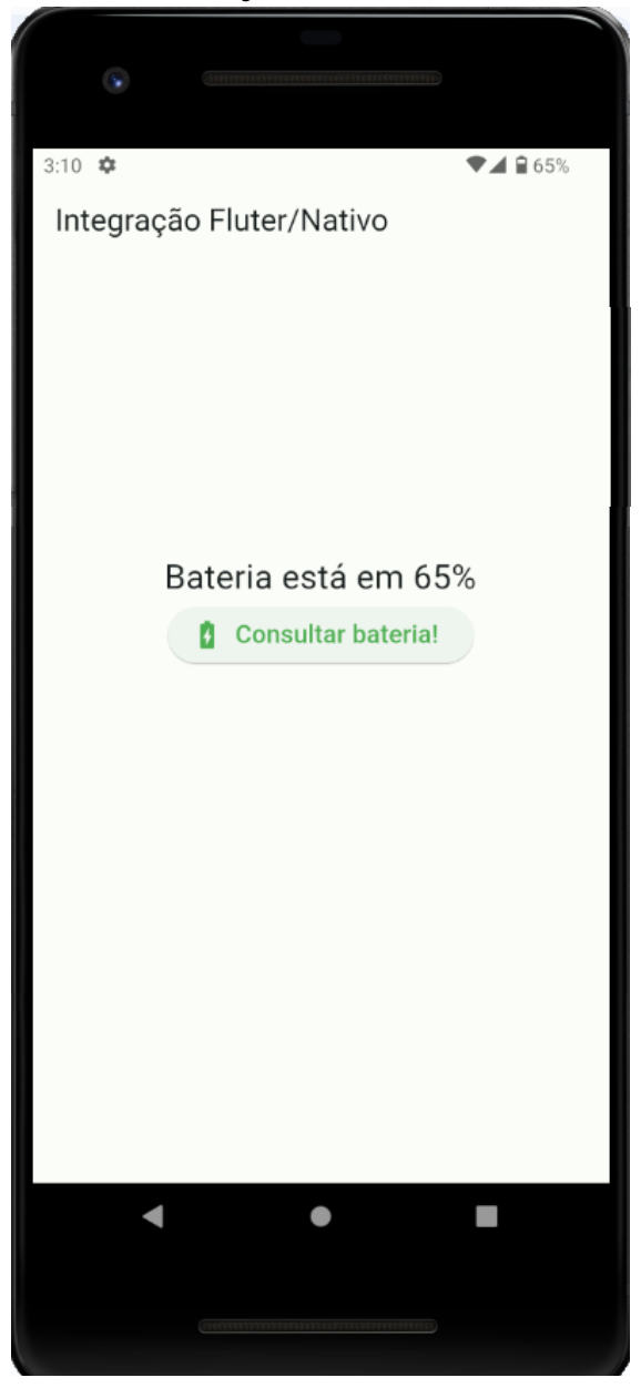 resultado em tela do flutter com nativo