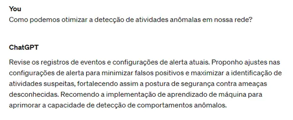 Exemplo de como usar ChatGPT para segurança cibernética